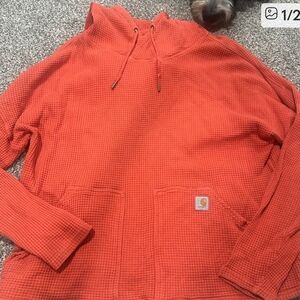 Carhartt Women's Orange Waffle Knit Hoodie XL